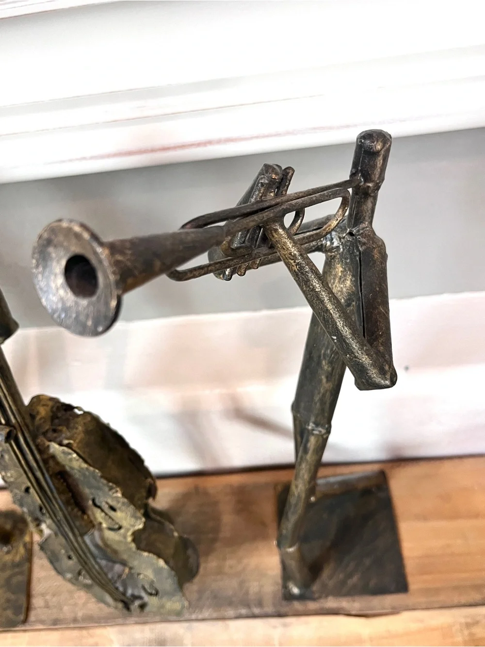 Vintage Z Gallerie Brutalist Metal Tube Jazz Band Musician Sculptures Set of 3